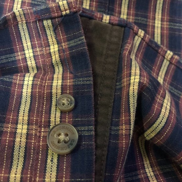 CE Schmidt Workwear Shirt Mens 2XLT Tall Used Navy Brown Tan Plaid - Picture 11 of 14